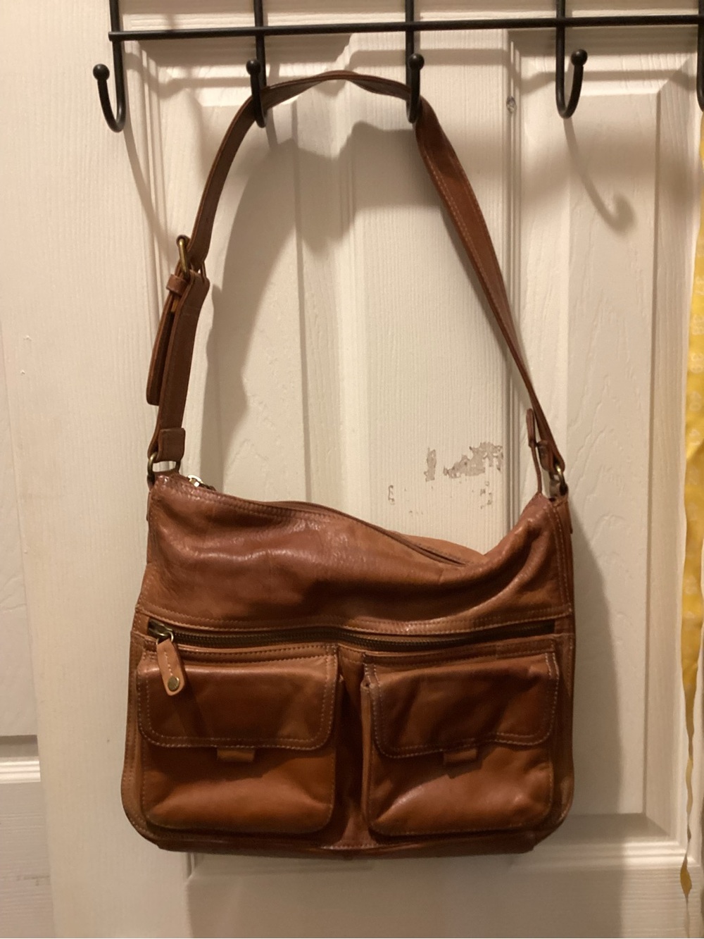 Fossil Cognac Leather Messenger Bag